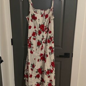 Ava & Viv Red and Cream Floral Midi Dress